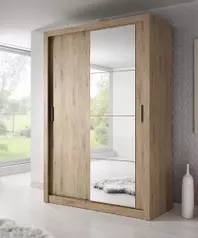 Oak Shetland - 120cm Sliding Door Wardrobe - 1 Mirrored Door